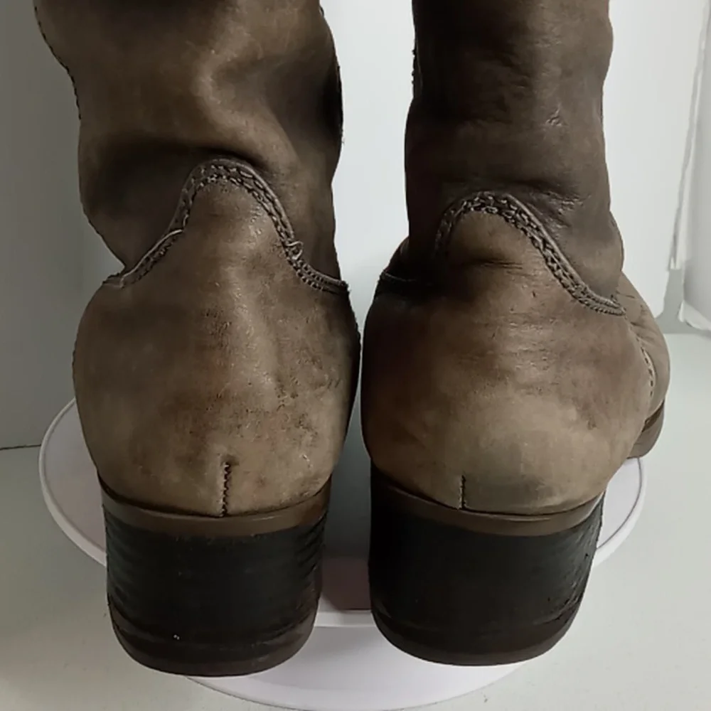 Lucky Brand Leather Knee High Distressed Boots -Hippie- Grey Distressed - 6.5 M
